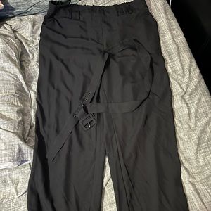 Wide leg crepe pant with belt